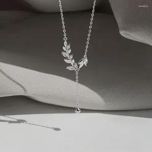 Hängen 925 Sterling Silver Tree Branch Necklace Simple Charm Zirconia Botanical Pendant Choker Birthday Party Gift Ladies Fine Jewelry