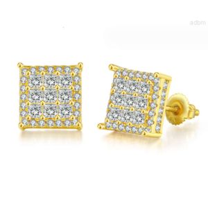 Hip Hop Sparkly Rhinestone Square Earrings Vvs Moissanite Earring for Men