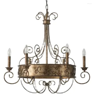 Ljuskronor American Vintage Iron Candle Holder Lights French Villa Designer Matsalslampa levande hänge