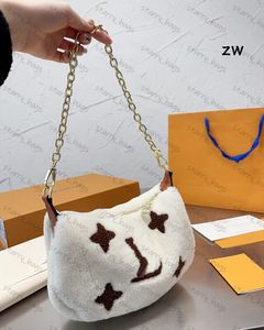 Kuzular yün omuz çantası altın zincirleri kadınlar koltuk altı tasarımcı çantaları oyuncak lüks crossbody çanta deri kayış v çantalar ayın üzerinde hobos tote çanta g-18