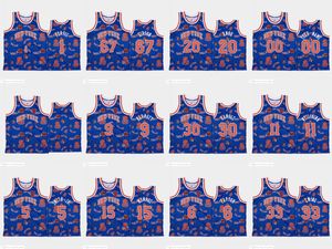 New York'Knicks'men Dennis Smith R.J. Barrett Earl Monroe Taj Gibson Blue Tear Up Pack Niestandardowe drewno liściaste ''