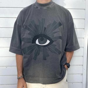 Camiseta feminina sapo deriva streetwear marca de moda casa de erros impressão de espuma overesized solto verão camisetas para homem