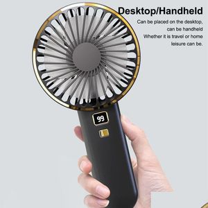 USB Gadgets Mini Fan Şarj Edilebilir Taşınabilir Elde Taşınabilir Dijital Ekran Tembel Geçici Seyahat Mağazası Soğutma Ev Araba Hava Soğutucu Damla Dhteg