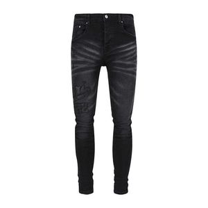 дизайнер amirssНовые черные модные мужские джинсы скинни с надписью