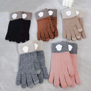 Модные перчатки Дизайнерские перчатки Высококачественные плюшевые перчатки с пятью пальцами Перчатки для мужчин и женщин Бархатные шерстяные женские варежки с пятью пальцами Дизайн женских перчаток Зима Осень