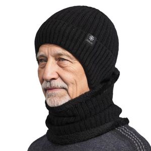 Cappelli lavorati a maglia per uomini di mezza età e anziani in autunno e inverno, più protezioni per le orecchie imbottite in velluto I cappelli di lana del nonno tengono al caldo
