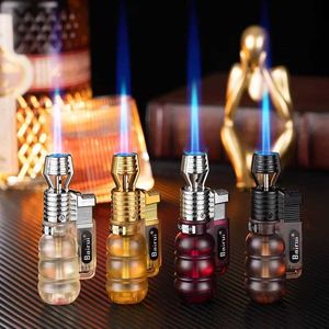 Plastic Windproof Lighter Single Jet Torch No Gas Butane Blue Flame Smoking Cigarette Cigar Accessories Tool for Kitchen Outdoor