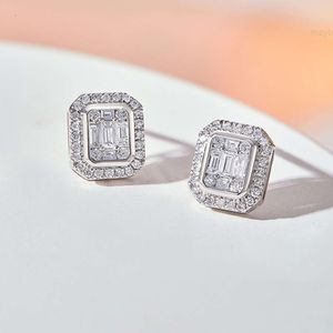 Smyckemode 925 Silverörhängen Delikat Emerald Cut Moissanite Stud Earring Set for Women