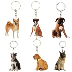 Keychains 6pcs/lot Dog Acrylic Keyring Cute Animal Dogs Backpack Keychain Car Key Chain Ring Gifts For Him Purses Xmas Gift 2023