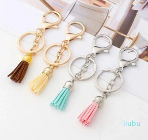 Keychains mycket söt solid färg Tassel Charms Keyring Classic Gold Silver Metal Key Rings for Women Girls Crafts Decoration