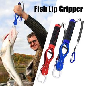 Fisketillbehör Fiske Lip Gripper Fish PLIER Handgrepp Bärbar aluminiumlegering Fiske Grip Hook Gripper med viktskala fiske tillbehör 231204