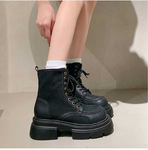 Winter Ankle Boots Women Shoes Fashion Lace Up Thick Bottom Shoes Ladies Street Style Motorcycle Bootties