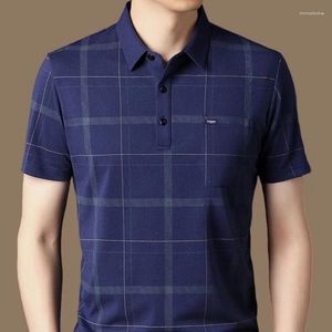 Polos masculinos verão camisas polo para homem turn-down colarinho casual manga curta t botão bolsos bordado solto vintage moda topos