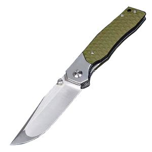 MM6718 Coltello pieghevole resistente D2 Lama a goccia satinata G10 con manico in lamiera di acciaio inossidabile Cuscinetto a sfere Coltelli tascabili EDC ad apertura rapida 2 colori manico