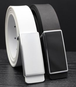 Stylish white and black leather strap man Korean edition trendy youth simple and smooth casual belt male 1502419