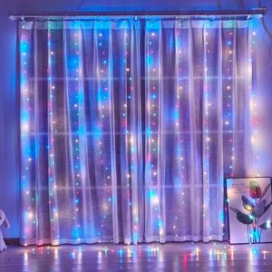 Strings Curtain LED String Lights With Remote Control Adjustable Speed Brightness Christmas Window Hanging For Bedroom Home