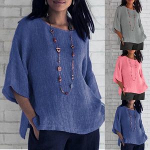 Magliette da donna Camicia a strati a maniche lunghe da donna Estate 3 di 4 Girocollo floreale 2xl Tee Donna Maglione con colletto