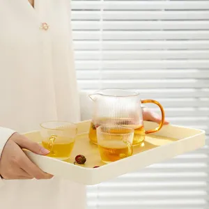 Подносы для чая, поднос с деревянным узором, современная чашка, органайзер для хранения фруктов, стойка для кухонных принадлежностей, противоскользящий прямоугольник