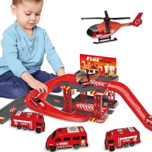 Elektrische RC-Strecke, Kinder-Strecke, Parkplatz-Spielzeug, mehrstöckiges Auto, Gebäude, Feuerwehr, Dinosaurier, 231207