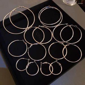Hoopörhängen minimalistisk stor liten metallcirkel för kvinnor mångsidiga pendlare enkla smycken