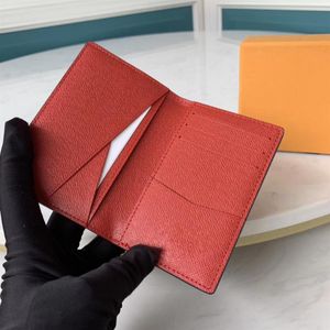 Högkvalitativ Italien Berömd designfickorganisatörskorthållare för män Små äkta läder Bi-Fold Wallet Blue Purse Red Hand Bag297e