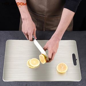 Chopping Blocks Holaroom Stainless Steel Chopping Block Fruit Vegetable Meat Chopping Boards Easy Clean Cutting Board Practical Kitchen Tool 231207