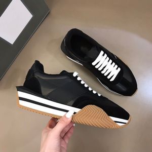 2024 Luxury Brand Mens James Sneaker Shoes Side Stripe Trainer Suede Nylon Calfskin Skateboard Walking Chunky Rubber Sole Comfort Footwaer Man Tom Fords Shoe EU38-46