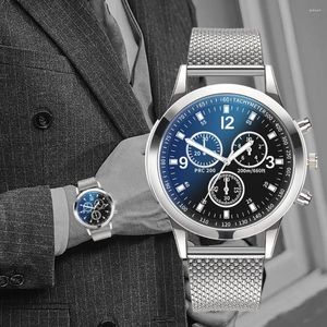 Relógios de pulso relógios de negócios de luxo para homens marca superior relógio de quartzo aço inoxidável dial casual bracele montre homme gota