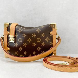 espelho qualidade caixa de tronco de couro genuíno m46358 m21741 sacos de designer de luxo mesmo mulheres vintage embreagem crossbody mens ombro totes bolsas marrons pochette sacos