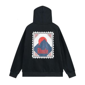 Erkek Hoodies Sweatshirts 2023 YENİ RHUDE MENS BAYLARI TASARIMISI HOODIE SADECE ERKEK Erkekler Sonbahar Moda Külotları İçin Kadınlar ABD Boyutu S-2XL Lüks