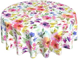 Capas de mesa descartáveis primavera verão floral toalha de mesa redonda 60in flor roupas de mesa multicolorido rústico reutilizável círculo capa de mesa para festa de piquenique 231206