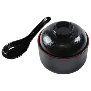 Set di stoviglie Ciotole per zuppa con coperchio Spaghetti di riso Spaghetti Cucchiaio Coperchi Frutta Decorativa in melamina giapponese