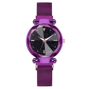 Orologio al quarzo pigro da donna con cielo stellato e diamanti a punta, alla moda, con magnete in ferro