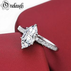 Pierścienie ślubne Onelaugh 15CT D Kolor Pełne zaręczyny dla kobiet markizowy diamentowy srebrny pierścień 231206