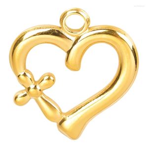 Charms 5Pcs/Lot Stainless Steel Hollow Heart Frame Sweet Couple Love Bezel Pendant Diy Girl Earrings Jewelry Accessories Bulk