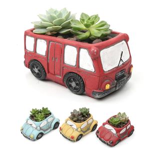 Vaser Creative Retro Car Shape Succulent Plant Pots Mini Flower Pot Decorative Desktop Flowerpot Micro Landscape Home Garden Decor 231207