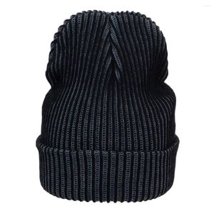 Berets listrado gorros para homens cor misturada rosa feminino chapéu grosso quente com nervuras de malha preto boné de inverno néon amarelo brilhante esqui crânios