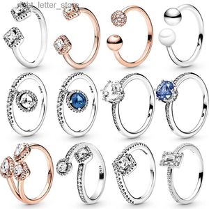 Solitaire Ring Högkvalitativ 925 Sterling Silver Pan Ring Bone Ring Geometric Shapes Open Ring med Original Woman Jewelry YQ231207