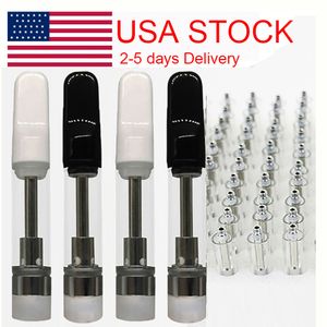 USA STOCK 1ml Vape Cartridges Thick Oil Atomizers E-cigarette Carts Empty Black Flat Screw in Mouthpieces Ceramic Coil Vaporizer 510 thread Atomizer 2 Days Delivery