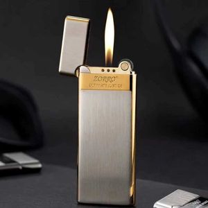 Fashion ultra-thin portable butane No Gas open flame lighter metal grinding wheel ignition cigar special boyfriend gadgets