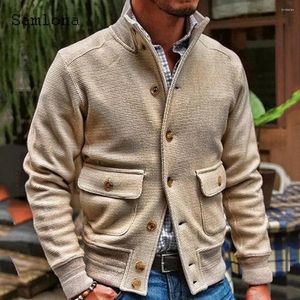 Jaquetas masculinas Samlona Plus Size 3xl Homens Vintage Knit Jakcets Sexy Mens Roupas 2023 Único Breasted Tops Outerwear Enormes Bolsos Jaqueta