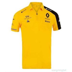 Tシャツ2023夏の新しいF1ルノーレーシングスーツメンズクイック乾燥半袖シャツポロカラー汗をかいたオートバイ2py0