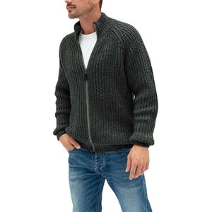 Men's Wear 2023 Autumn/winter Sweater Cardigan Solid Zipper High Neck Knitted Coat Large 686