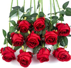 Wholesale Red Rose Silk Artificial Roses Flowers Bud Fake Flowers for Home Valentine's Day gift Wedding Decoration indoor Decoration