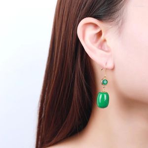 Dangle Earrings Certified Light Natural Hollow Handcarved Green Jade With 925 Sterling Silver For Women Jewelry Healing Accessories