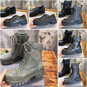 Combat Strike Boots Designer Women Cowskin Piercings Boots Classics Retro Platform LACE-UP Knight Boots Fashion Cowboy Boots Storlek 35-40