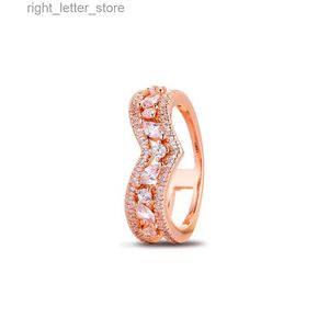 Solitaire Ring 925 Sterling Silver Ring Plated Rose Gold Ring Sparkling Marquise Double Bone Rings Autentic YQ231207