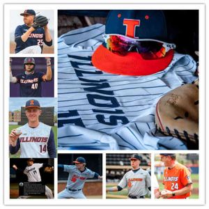 College Baseball Wears College NCAA Custom Illinois Fighting Illini Baseball Jersey 15 Taylor Jackson 4 Cam McDonald 14 Jackson Raper 23 Bra