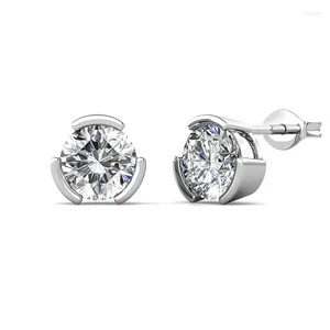 Stud Earrings 1 Carat Moissanite Earring S925 Silver Fashion Simple Round Engagement Wedding Jewelry