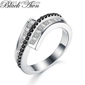 Solitaire Ring Black AWN 2023 NEWEINE sterling 925 Silver Jewelry Square Square Engagement Rings for Women Gift C382 YQ231207